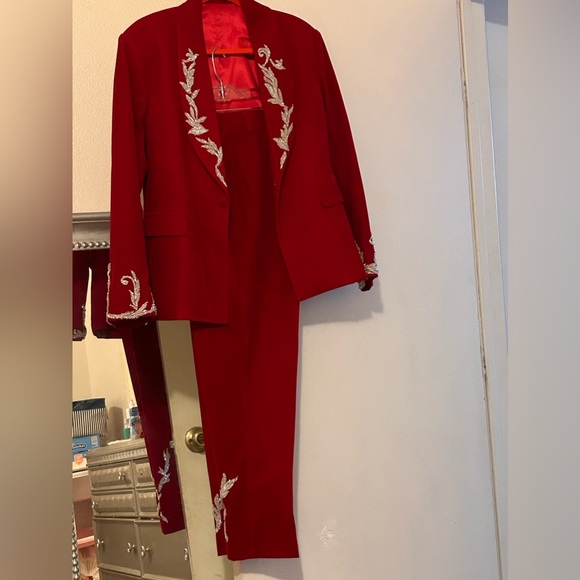 Red Velvet 2 Piece Suit - Picture 1 of 3